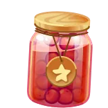 ❤️ barattolo, ciliegie, frutta, rosso, stella, conserve, cibo telegram sticker