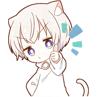 👍 Anime, Chibi, Katze, Süß, Kawaii, Daumen hoch whatsapp sticker