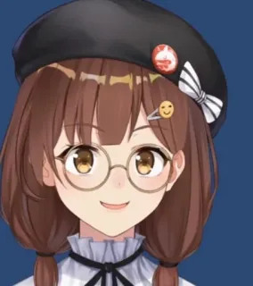 🤓 Chica anime, Dibujos animados, Lindo, Gafas, Boina, Ilustración, Arte digital telegram sticker