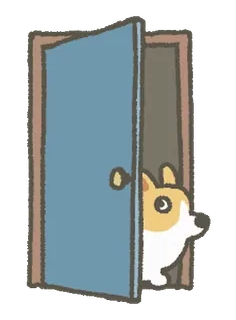 😮 hond, corgi, deur, piepen, schattig, cartoon, dier whatsapp sticker