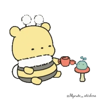 🍯 niedźwiedź, kreskówka, zwierzę, słodki, kawaii, owad whatsapp sticker
