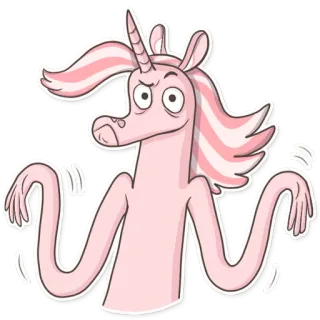 🙁 unicorn, kartun, merah muda, hewan, stiker, fantasi whatsapp sticker