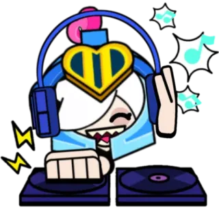 🎵 贴纸, 卡通, DJ, 音乐, 角色, 耳机 telegram sticker