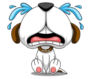 😭 SMILE chien, triste, pleurer, chiot, dessin animé, émotion, larmes telegram sticker