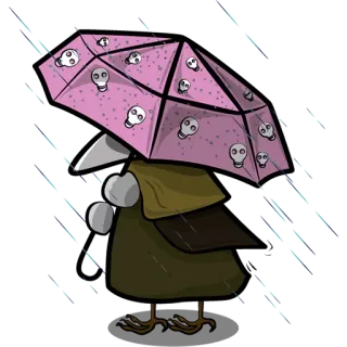 🌂 oiseau, parapluie, crânes, rose, pluie, météo telegram sticker
