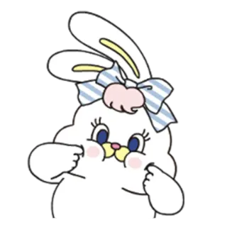 😗 kelinci, lucu, kartun, binatang, pita, ilustrasi telegram sticker