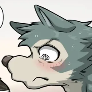 🥴 Legoshi Beastars anime, wolf, concerned, exhausted, manga whatsapp sticker