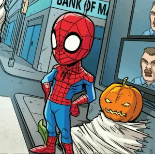 🕸 Spider-Man marvel, quadrinho, super-herói, abóbora, halloween, desenho animado telegram sticker