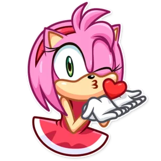 😘 Amy Rose sonic, amy, rose, cartoni animati, cuore, carino telegram sticker