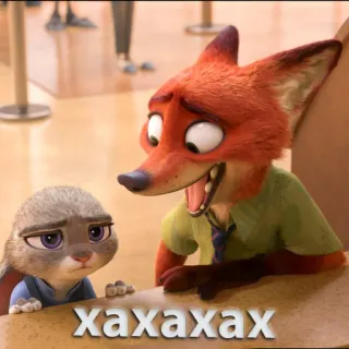 😂 Nick Wilde Zootopia xaxaxaxax Zootopia, Nick Wilde, Judy Hopps, fox, bunny, animated whatsapp sticker
