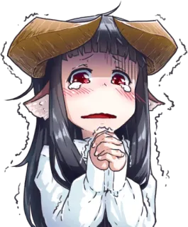 😢 anime, crying, girl, horns, pleading, tearful, begging, anime girl telegram sticker
