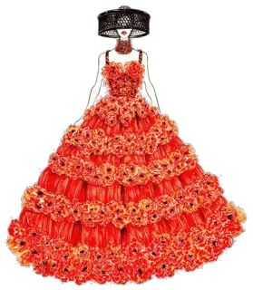 😑 Mode, Kleid, rot, Frau, Kunst, Illustration, Blumenmuster, Abendkleid telegram sticker