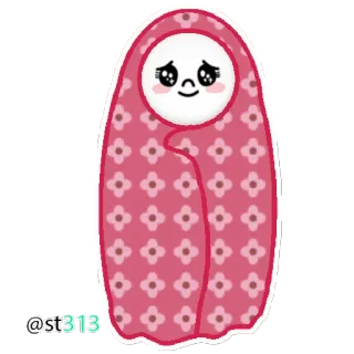 😊 @st313 bébé, mignon, kawaii, emballé, couverture, rose telegram sticker
