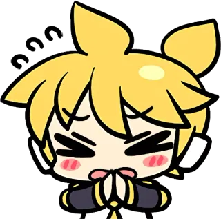 🙇 Rin Kagamine Вокалоид, Аниме, Кавай, Чиби, Милый telegram sticker