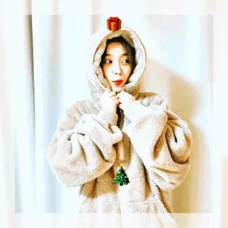 🏹 korea, wanita, hoodie, natal, imut, perayaan telegram sticker