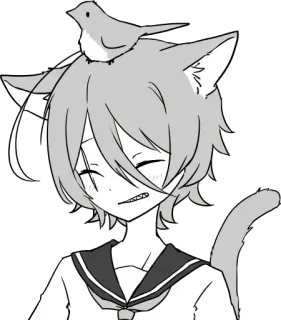 😬 Anime, Chat, Oiseau, Mignon, Manga, Personnage telegram sticker