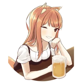 🍺 Holo Spice and Wolf Аниме, Холо, Волчица и пряности, Пиво, Милый, Каваи telegram sticker