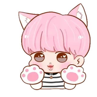 👋 Cartoon, Katze, Rosa, Süß, Kawaii telegram sticker