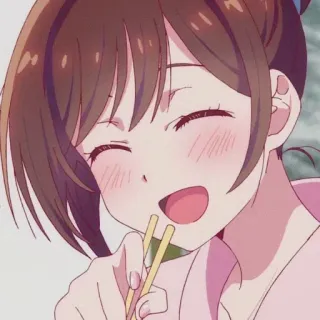 ❤️ Fille anime, Manger, Joyeux, Baguettes, Mignon whatsapp sticker