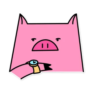 ⏰ свинья, животное, мультфильм, часы, время, квадрат, ожидание telegram sticker