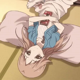 👆 动漫, 女孩, 躺着, 可爱, 漫画, 卡通 whatsapp sticker