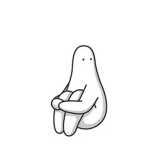 🕸 캐릭터, 슬픈, 만화, 유령 같은, 앉아있는 telegram sticker