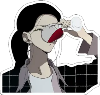 🍷 kobieta, wino, picie, alkohol, sztuka, ilustracja telegram sticker