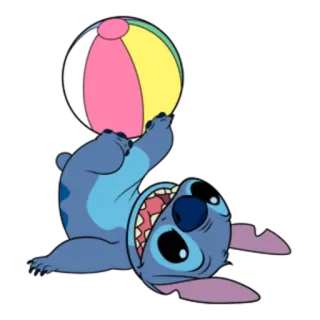 ⚽ Stitch Lilo & Stitch disney, cartone animato, spiaggia, alieno, palla telegram sticker