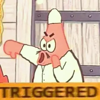 👎 Patrick Star Spongebob Squarepants TRIGGERED patrick, triggered, angry, meme, spongebob telegram sticker