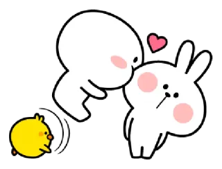 😘 Dessin animé, Animal, Lapin, Lapinou, Poussin, Amour, Cœur, Mignon whatsapp sticker