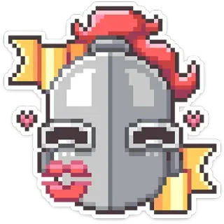 💋 Pixel art, Mũ bảo hiểm, Nụ hôn, Áo giáp, Trái tim telegram sticker