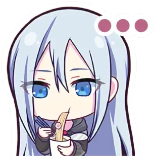🍜 Аниме, Девушка, Чиби, Рамен, Еда whatsapp sticker
