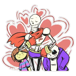 💗 Sans Undertale squelette, jeu, coeurs, papyrus, frisk telegram sticker