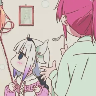 🖤 Kanna Kamui Miss Kobayashi's Dragon Maid Animé, Kawaii, Mignon, Dragon, Kanna, Chibi telegram sticker