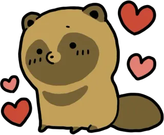 😍 アライグマ, タヌキ, かわいい, 動物, ハート, 可愛い telegram sticker