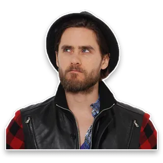 🙄 Jared Leto actor, portrait, man, hat telegram sticker