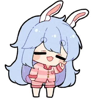😪 bunny, cute, sleepwear, cartoon, rabbit ears, anime style, chibi telegram sticker