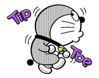 ◼️ Doraemon Tip Toe doraemon, cartoon, personage, anime, op tenen, lopend telegram sticker