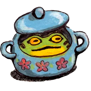 🫙 żaba, garnek, gotowanie, zwierzę, kreskówka telegram sticker