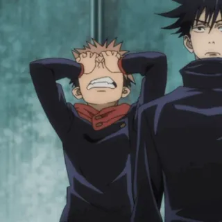 🎴 Yuji Itadori Jujutsu Kaisen Anime, Charakter, Jujutsu Kaisen, Yuji Itadori, Lustig, Geste telegram sticker