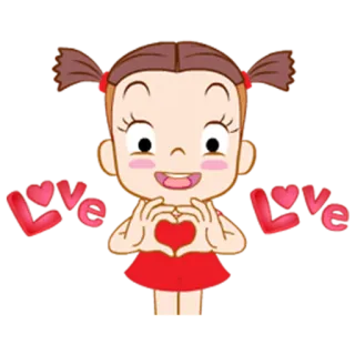 ❤ Love Liebe, Herz, Cartoon, Süß, Mädchen telegram sticker