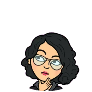 🤔 dibujos animados, Bitmoji, pensando, mujer, gafas telegram sticker