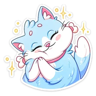 ✨ кот, милый, каваий, мультфильм, стикер, счастливый, блеск whatsapp sticker
