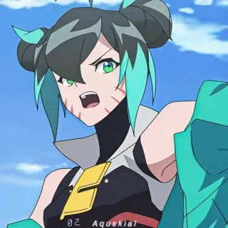 👿 02 Aquskial Anime, Dessin animé, Personnage, Femme, Portrait telegram sticker