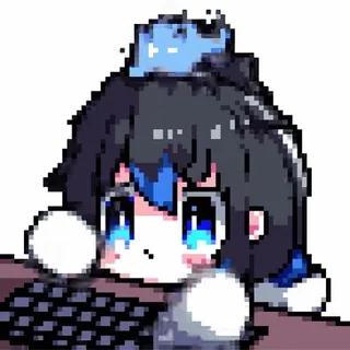 🙂 anime, dziewczyna, klawiatura, pixel art, słodkie telegram sticker