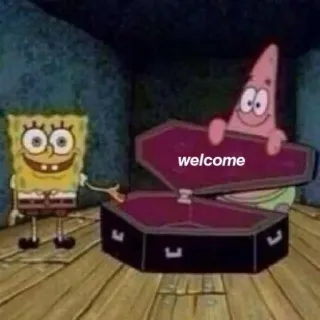 🥲 SpongeBob SquarePants and Patrick Star SpongeBob SquarePants welcome spongebob, patrick star, coffin, welcome, meme, funny, cartoon telegram sticker