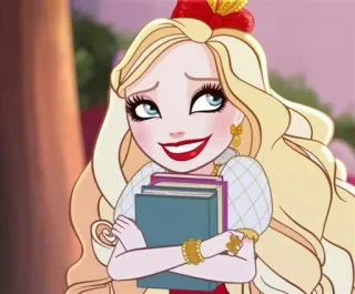 😬 Apple White Ever After High мультфильм, блондинка, принцесса, книги, девочка telegram sticker