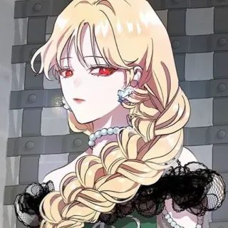 ♦️ donna, bionda, collana di perle, occhi rossi, anime, illustrazione telegram sticker