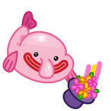 🤝 blobfish, pink, fish, animal, hat, cute, cartoon telegram sticker