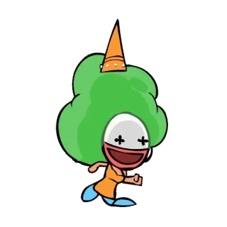 🤡 cartoon, clown, character, green hair, hat telegram sticker